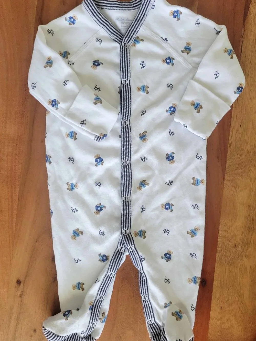 Ralph Lauren Teddy Bear Print  Cotton Footie Coverall Baby 3M